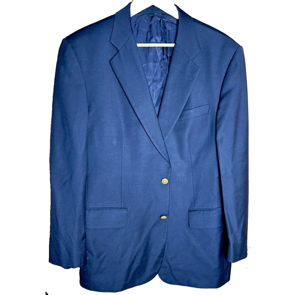 Brooks Brothers Country Club X Loro Piana Navy w Gold Mens Blazer Jacket 42R USA